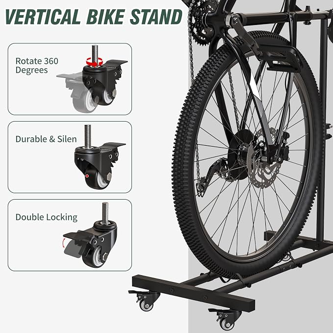 Vertical Bike Stand, Upright Bike Parking Rack Floor, Adjustable Bicycle Storage - Image 4