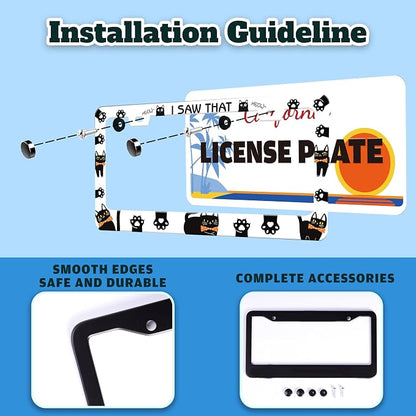 Cat License Plate Frame I Saw That Cat License Plate Holder Paw Animal - Image 4