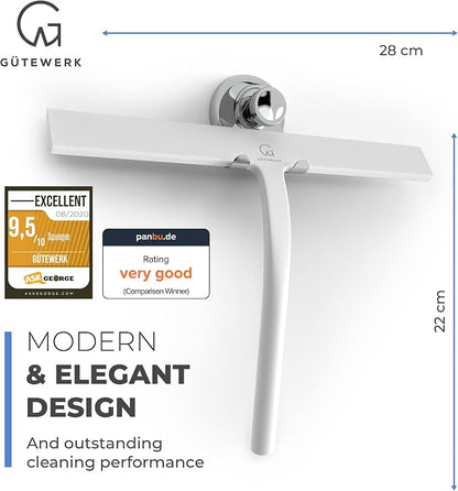 GÜTEWERK Shower Squeegee for Glass Doors, Silicone Window Squeegee, Bathroom - Image 3