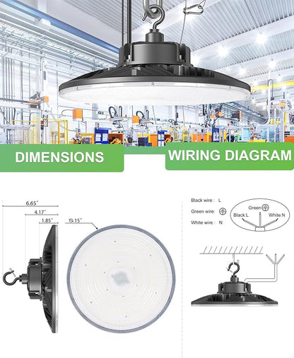 240W/200W/150W UFO LED High Bay Light, UL & DLC Listed 5000K Daylight 33600LM - Image 5