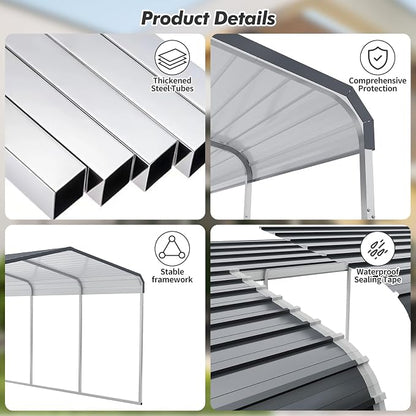Carport Canopy 12x20 FT Heavy Duty Metal Carport Kit – Outdoor Portable Garage - Image 7