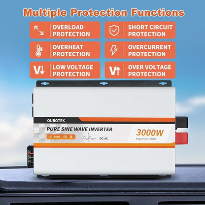 3000 Watt Pure Sine Wave Inverter 24V DC to 120V AC Converter - Image 3