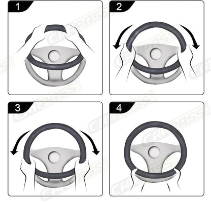 CAR PASS Rhombus Leather Universal Steering Wheel Cover, Fit - Image 6