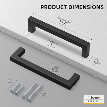 goldenwarm 45 Pack 4 INCH Black Square Bar Cabinet Pull - Image 2