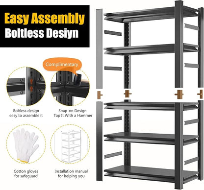 63" Heavy Duty Garage Shelving, 5-Tier Adjustable Storage Shelf, 2000lbs - Image 6