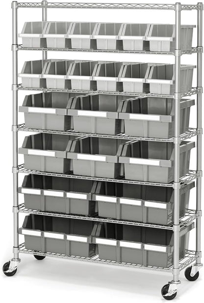 Seville Classics Commercial 7-Tier Platinum/Gray NSF 22-Bin Rack Storage System by SevilleClassics