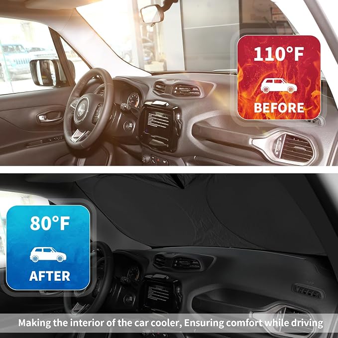 INSAUTO for Jeep Patriot Windshield Sun Shade for Jeep Renegade SUV 2015-2024 - Image 3