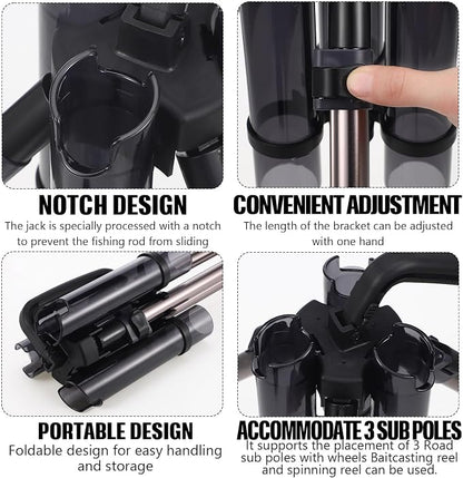 Gisafai Fishing Rod Carrier Foldable Pole Holder Stand 3 Rod Portable Surf - Image 2