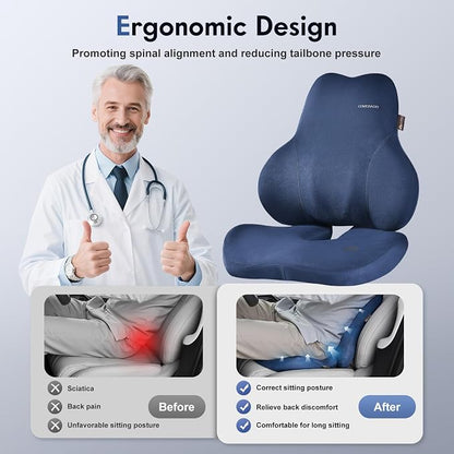 Coverado Memory Foam Car Seat Cushion and Lumbar Support Pillow - Image 4