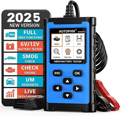AUTOPHIX BAS300 Plus OBD2 Scanner & Battery Tester, 2-in-1 Car Diagnostic Tool by AUTOPHIX