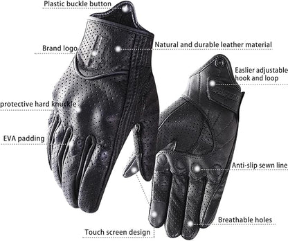 Harssidanzar Leather Motorcycle Gloves - Image 3