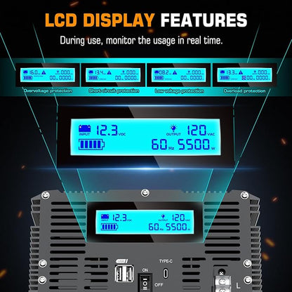 5500 Watt Power Inverter 12V DC to 110V 120V Converter - Image 4