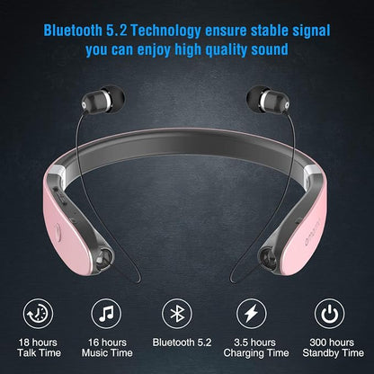 AMORNO Foldable Bluetooth Headphones Wireless Neckband Headset - Image 3