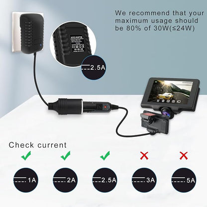 inShareplus 12V 2.5A 30W AC to DC Converter, 12 Volt Cigarette Lighter Adapter - Image 5