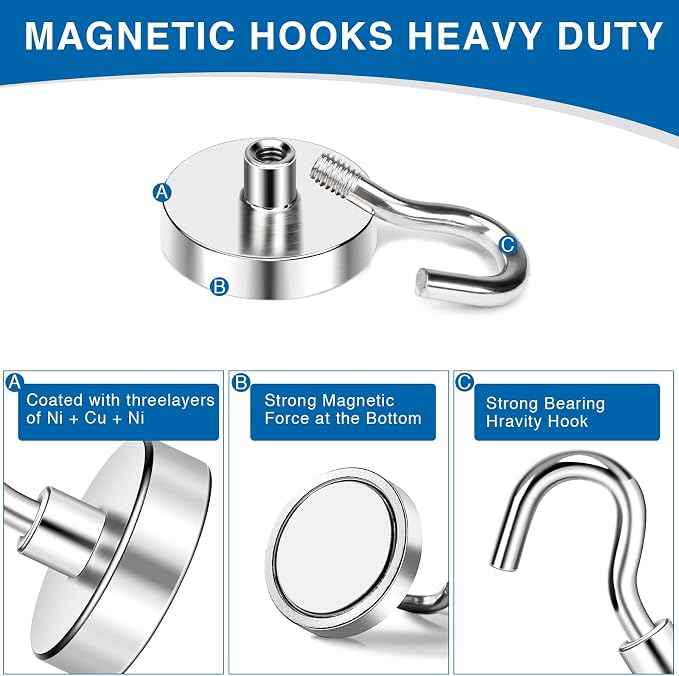 LOVIMAG Magnetic Hooks Havy Duty, 80LBS Strong Magnetic Hooks - Image 4