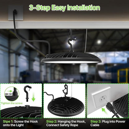 LED High Bay Light 200W, 28000LM 5000K UFO High Bay LED Light - Image 7