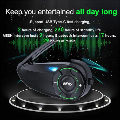 Q8 Motorcycle Helmet Bluetooth Intercom Headset, 230hours Standby, 6 Riders - Image 4