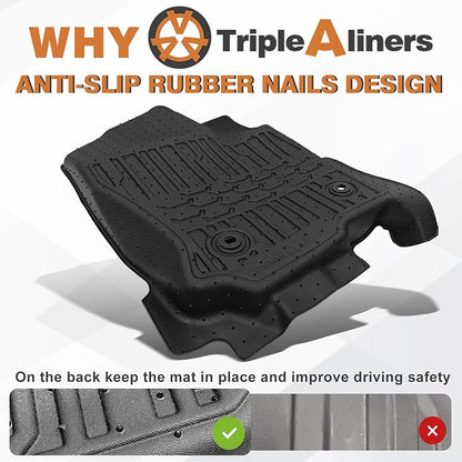 TripleAliners Floor Mats & Trunk Mat & Rear Seatback Cover All Weather TPE - Image 7