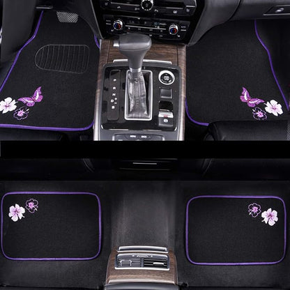 CAR PASS Embroidery Butterfly and Flower Car Floor Mats, Universal Fit 95% - Image 5