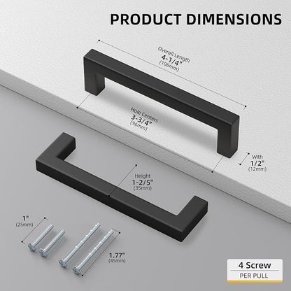 goldenwarm 22 Pack 3-3/4 inch Black Square Bar Cabinet Pull - Image 2