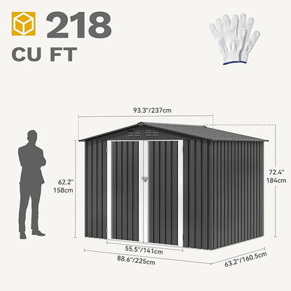 DWVO 8'x6' Large Metal Outdoor Storage Shed, Heavy Duty Tool Storage Sheds - Image 8