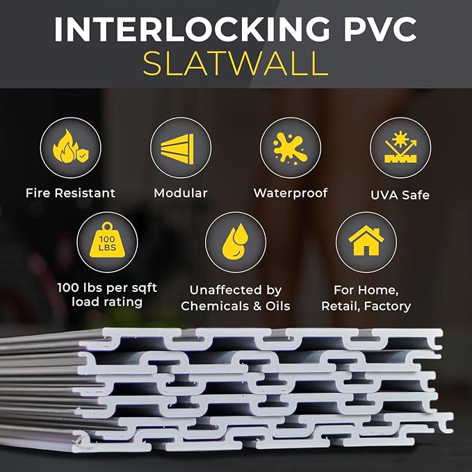 Slatwall Panel Garage Wall Organizer: Heavy Duty Wall Mounted PVC Wall Rack - Image 2
