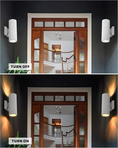Ken & Ricky White Outdoor Wall Sconce, Outside Up and Down Wall Lights - Image 4