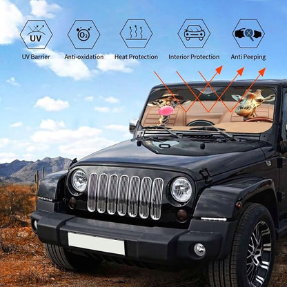 Funny Giraffe Car Sun Shade Windshield Sunshade Foldable Front Window Shield - Image 6