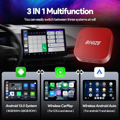 Binize Carplay Ai Box Android 13 AndroidAuto AI Box Wireless Carplay - Image 3