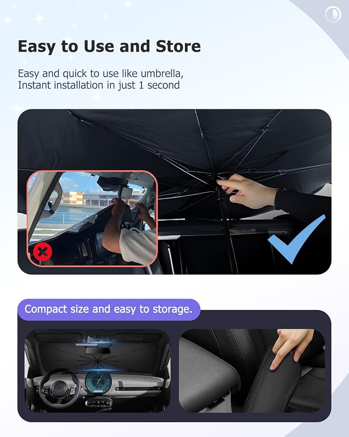 2025 Upgrade Car Windshield Sun Shade Windshield Sunshade Umbrella Protect Car - Image 9