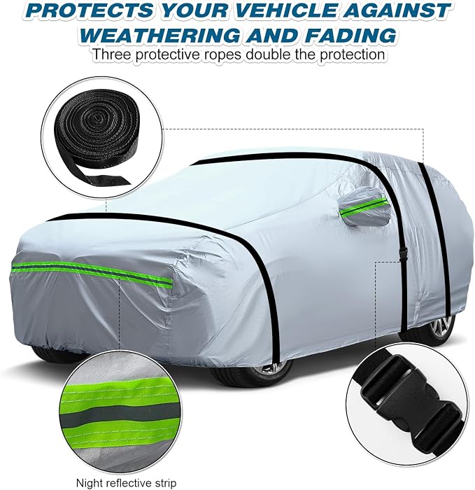 TUCAREST 6-Layers Premium Heavy Outdoor Pickup Full Car Cover Hard Shell Zipper - Image 4