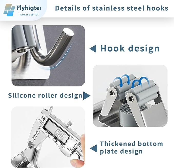 Stainless Steel Mop Holder Wall Mount – 4 Pack Heavy-Duty Broom Organizer - Image 5