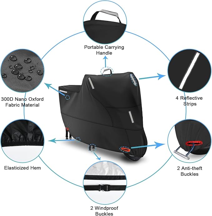 Motor Bike Cover Waterproof Outdoor, Motorbike Scooter Moped Cover Sun Rain - Image 3