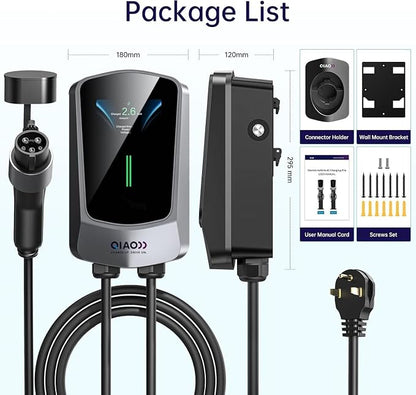 QIAO Level 2 EV Charger, Wi-Fi Bluetooth APP Enabled EVSE, 4.3in Display - Image 9