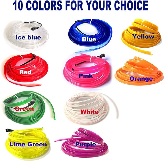 El Wire Red Interior Car LED Strip Lights, 5M Neon Wire USB 5V - Image 7