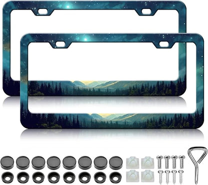 Starry Sky Mountain License Plate Frames by Unknown