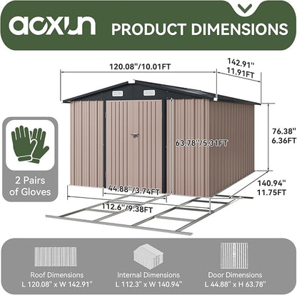 Aoxun 10 x 12FT Outdoor Storage Shed - Image 2