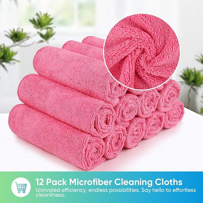 HOMEXCEL Pink Microfiber Cleaning Cloth, 12 Pack Premium Microfiber Towels - Image 5