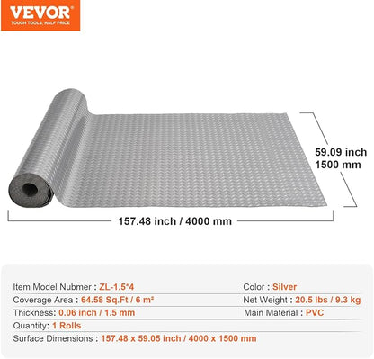 VEVOR Floor Mat, 13 x 4.9 FT PVC Flooring Roll, Non-Slip Diamond Texture - Image 7