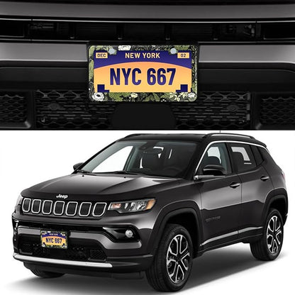 2 Pcs Sage Green Floral License Plate Frame Plant Flowers Stainless Steel - Image 2