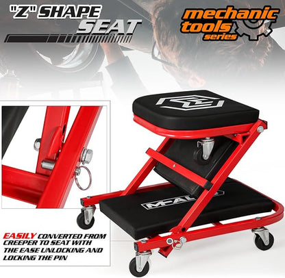 M-AUTO 40-Inch Folding Creeper Rolling Seat, All-in-One Adjustable Roller - Image 7