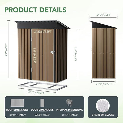 5X3FT Outdoor Steel Storage Shed - Image 3