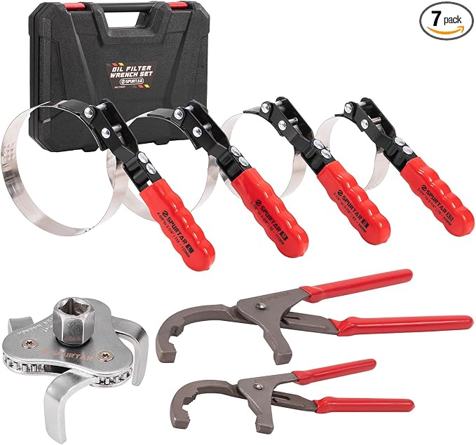 Spurtar Swivel Oil Filter Wrench Set of 7, Adjustable Wrench 2-3/4" to 5-1/4" by Spurtar%C2%AE