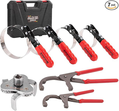 Spurtar Swivel Oil Filter Wrench Set of 7, Adjustable Wrench 2-3/4" to 5-1/4" by Spurtar%C2%AE
