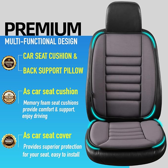 Car Seat Cushion with Back Support Pillow, Comfy Lumbar Support & Seat Cushion - Image 2