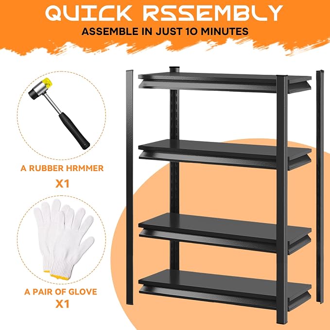 63"H Garage Shelving Heavy Duty Rack, 2400LBS Extra Large Capacity 4 Tier - Image 3