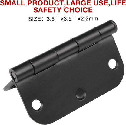 48 Pack Rounded Matte Black Door Hinges 3.5 Inch 5/8" Radius - Image 3