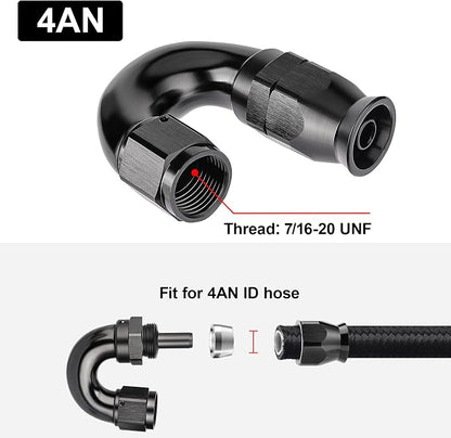 EVIL ENERGY 4AN 180 Degree PTFE One Piece Full Flow End Hose Fitting Aluminum - Image 4