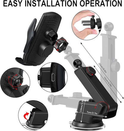 Wireless Car Charger Mount, 15W Qi Fast Charging Auto-Clamping Cell Phone Car - Image 6
