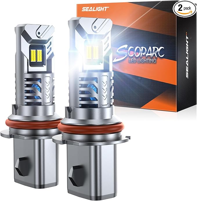SEALIGHT 9007 Bulbs, 50000 LM HB5 Fog Light Bulbs, 1:1 Design, 6500KCool White by SEALIGHT